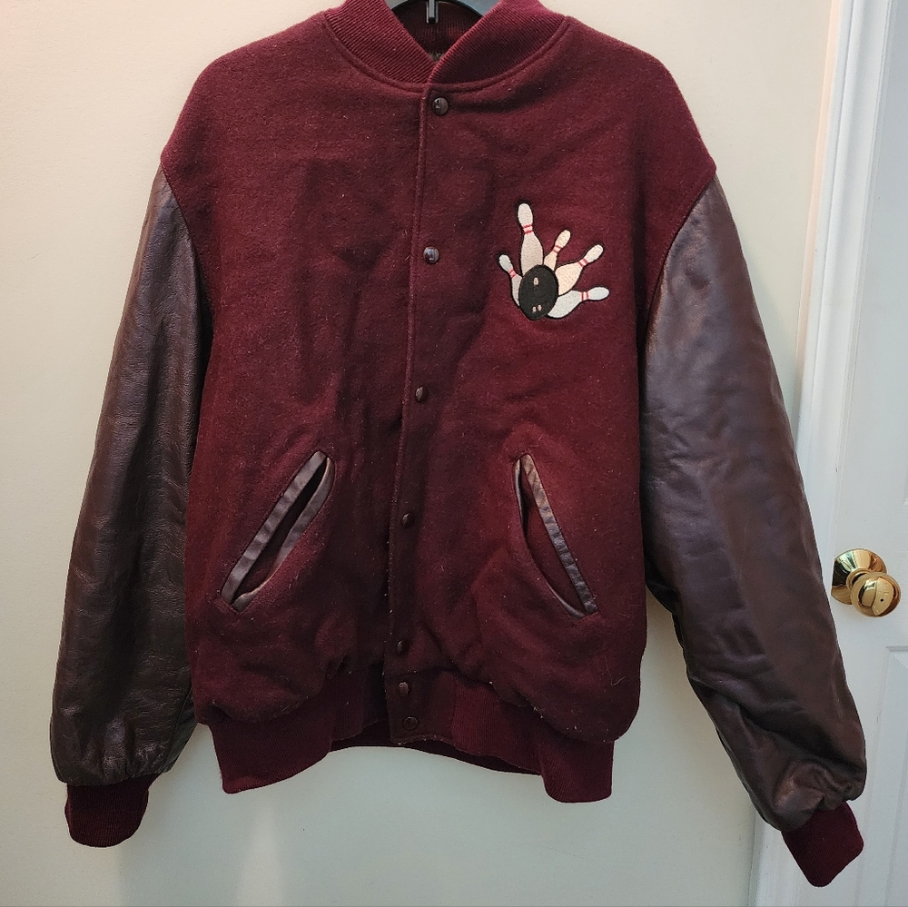 Men's Burgundy Varsity Jacket